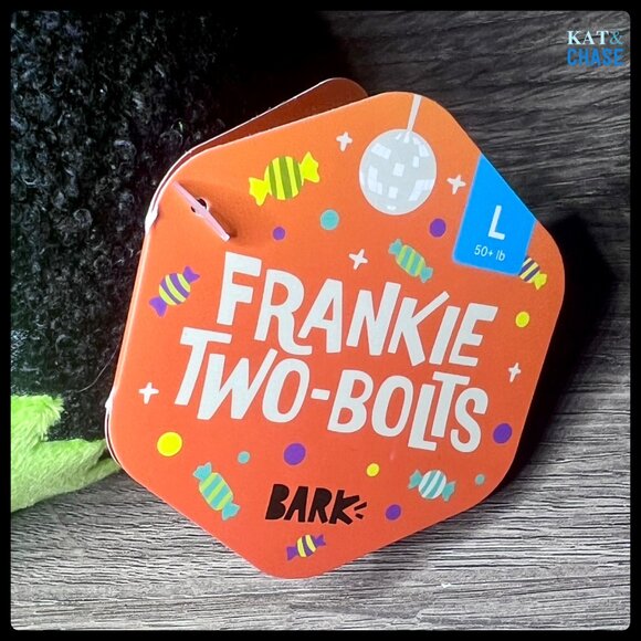 NWT Bark Box Frankie Two Bolts Frankenstein Halloween Plush Green Sz L Dog Toy - Picture 7 of 10